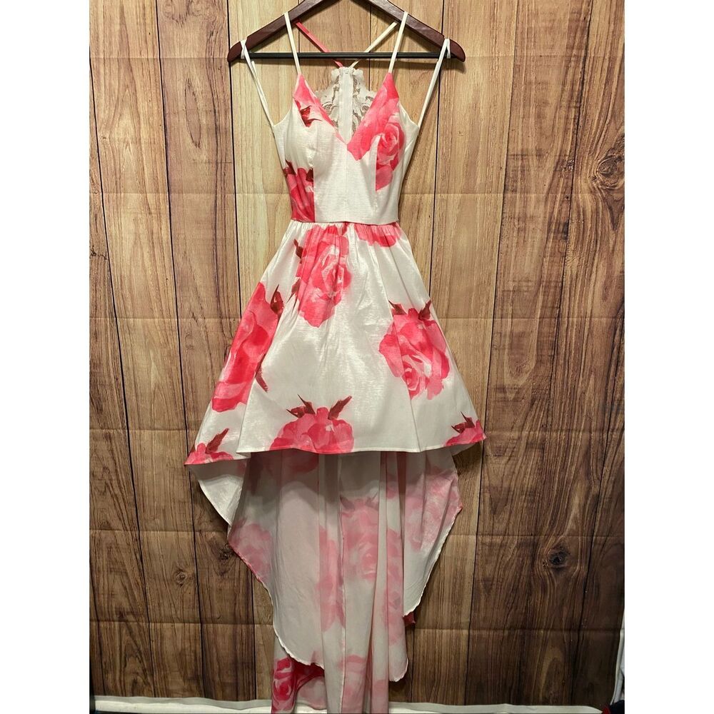 B. Smart size 0 NWT High low floral dress prom homecoming formal dance lace